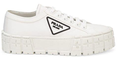 white and red prada sneakers|Prada lug sole platform sneakers.